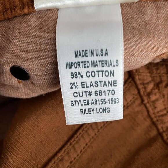 Agolde Riley Long Corduroy Pants Womens Size 26 Brown Cotton Blend PT-2117 - Picture 8 of 8